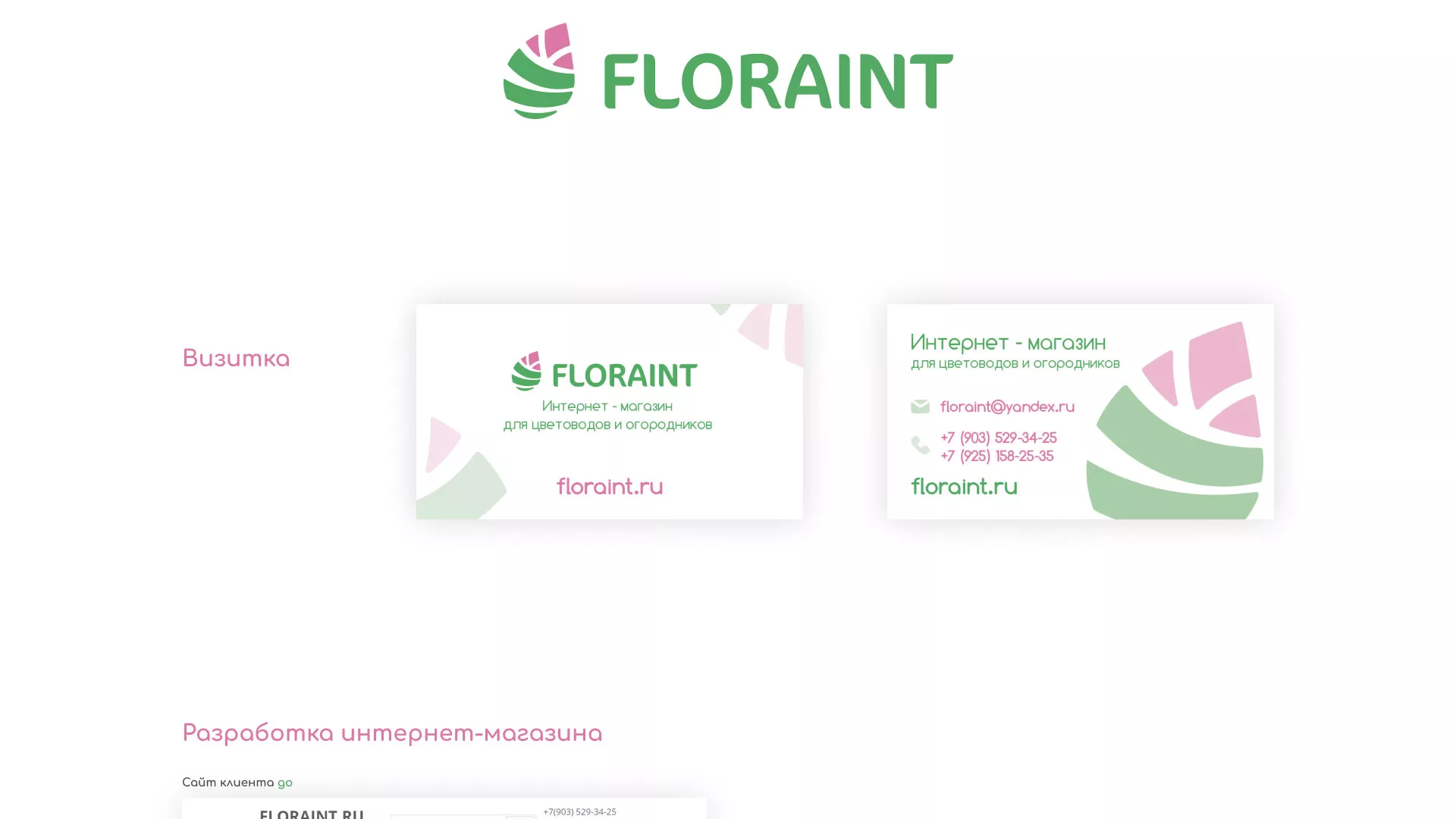 Создание логотипа и интернет-магазина «FLORAINT» в Петрозаводске
