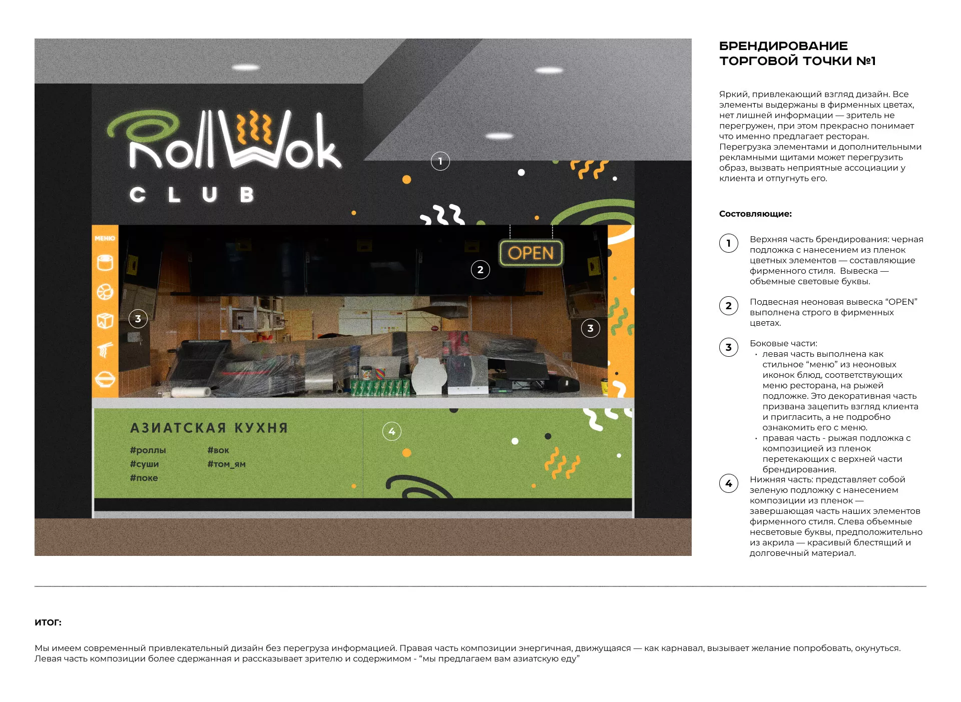 Брендирование торговых точек суши-бара «Roll Wok Club» в Петрозаводске